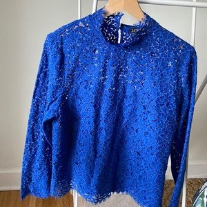 J Crew Womens Lace Mock Neck Blouse sz 14